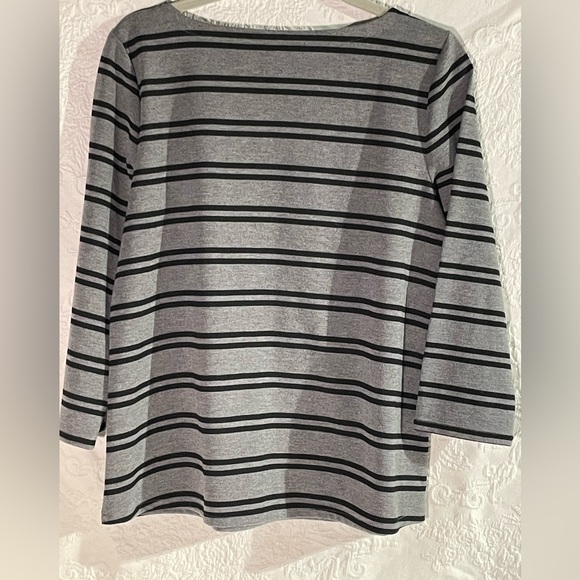 Loft Gray and Black Stripe Shirt Size Medium - Picture 2 of 3